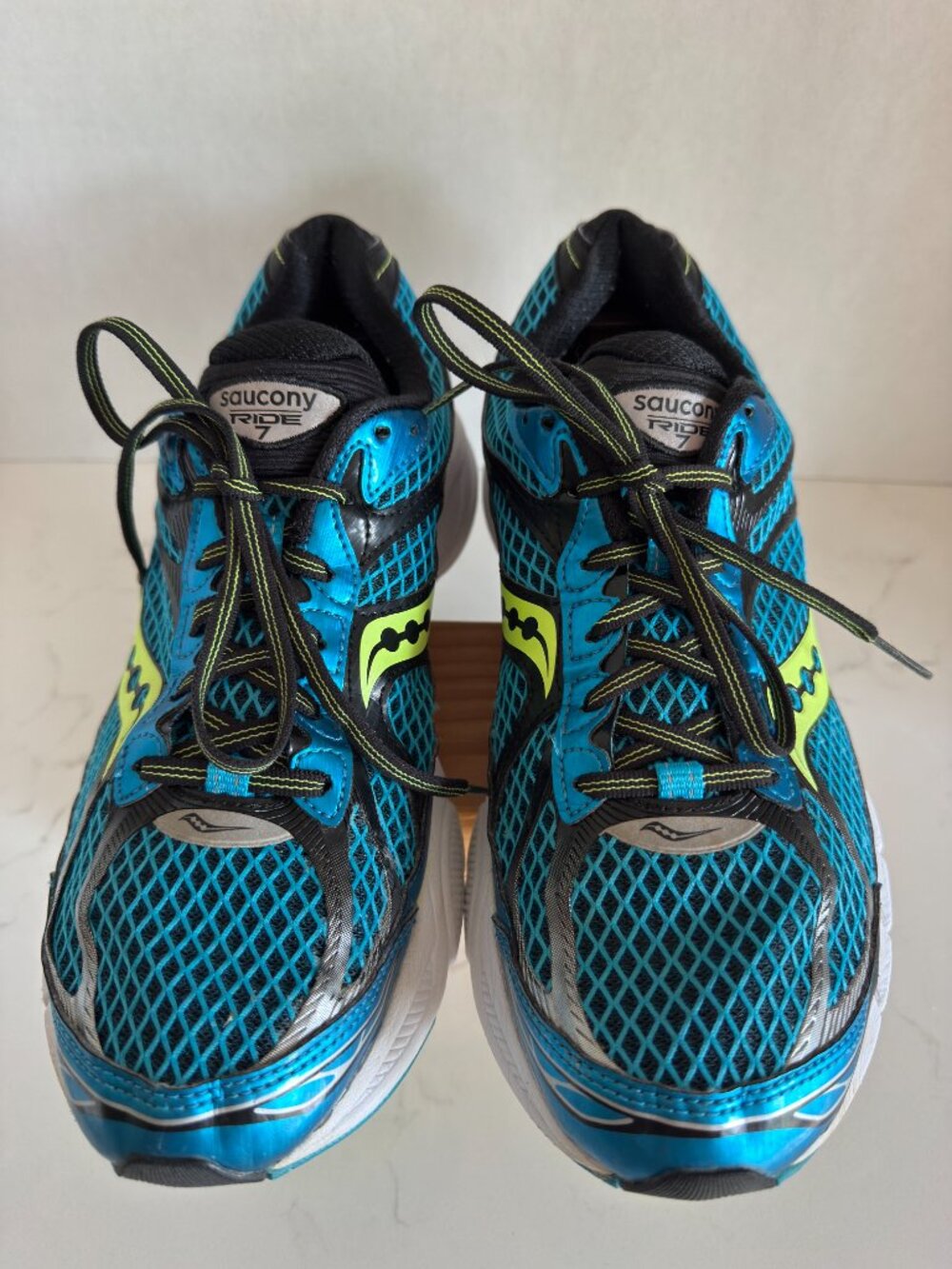 Saucony Ride 7 PowerGrid Running Shoes Mens Size 11 Blue Yellow S20241-1
